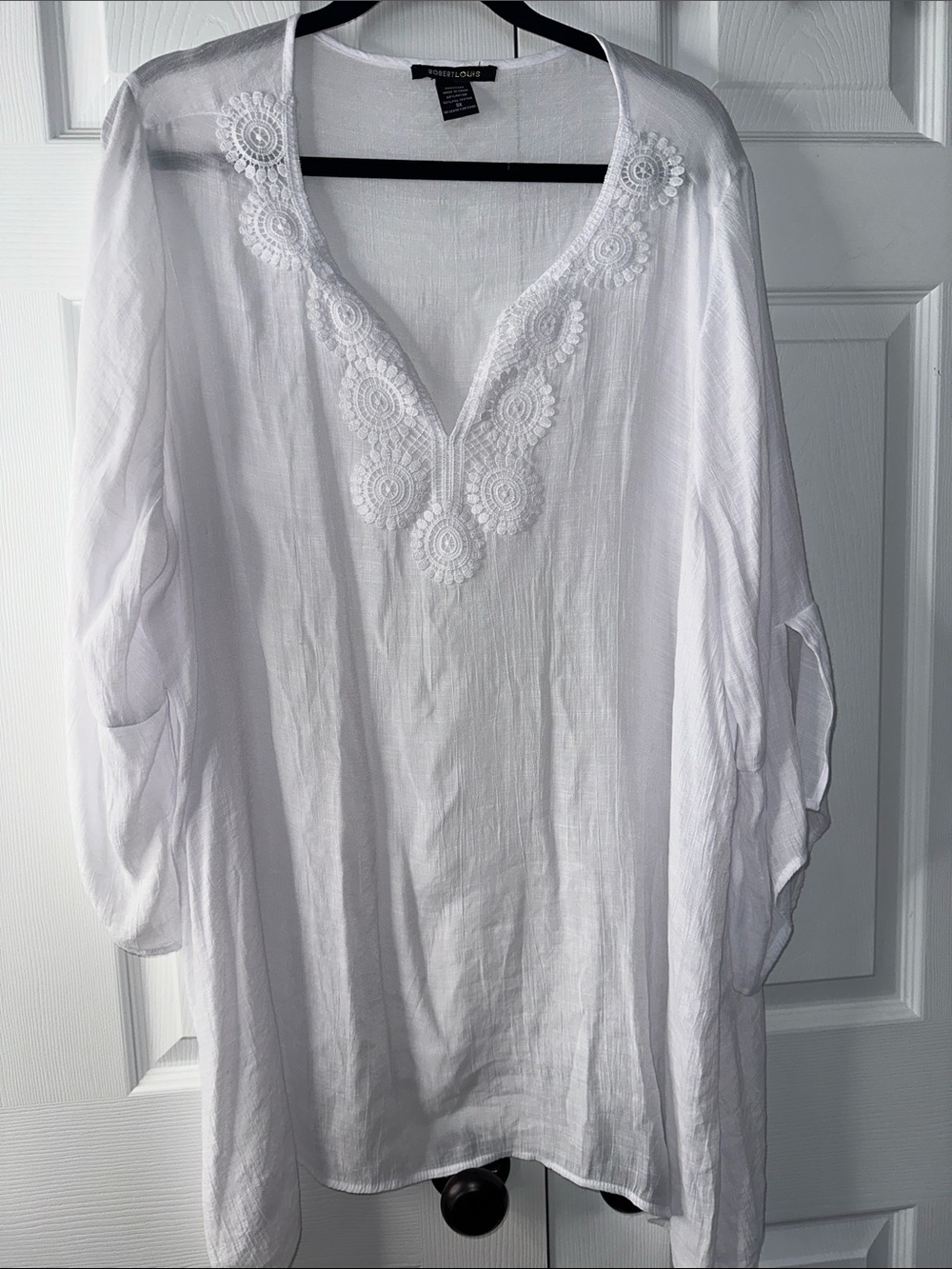 Robert Louis White Embroidered V-Neck Tunic